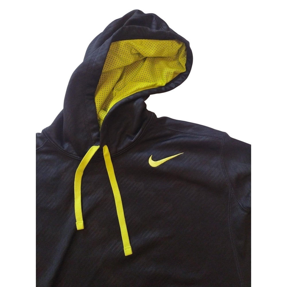 Nike Men's Training Therma Fit Pull Over Hoodie Black Green Neon Logo Gym Pocket
